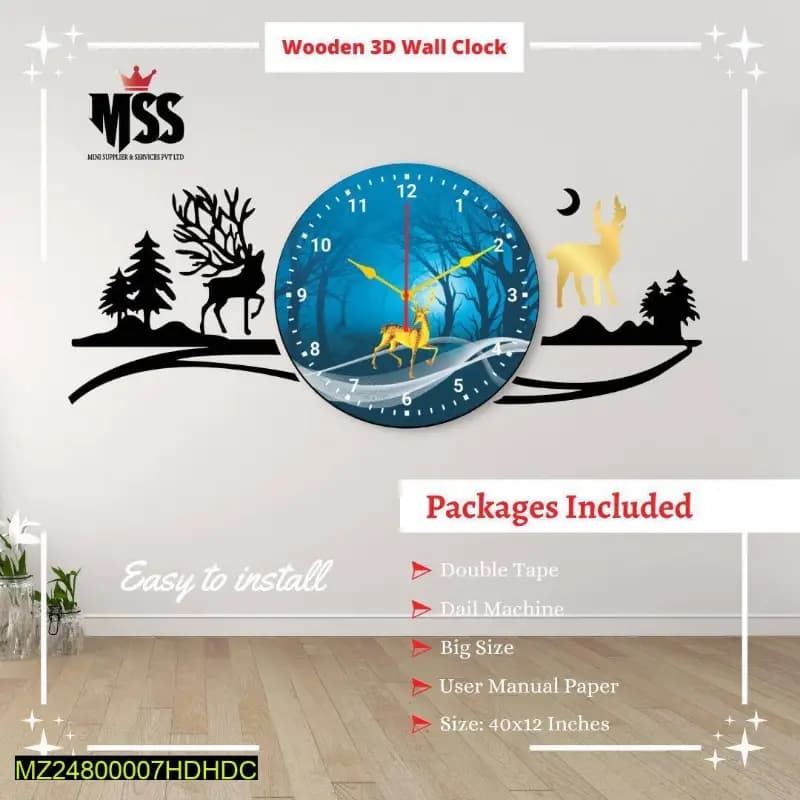Grazing Deer 3D Wall Clock